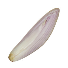 half fresh shelled  eschallot onion isolated on backgound