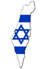 ISRAEL flag map. Isolated. 3D illustration.