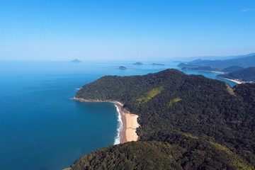 Aerial view of Maresias and Pauba Beaches, Sao Sebastiao, North Coast of Sao Paulo, Brazil....