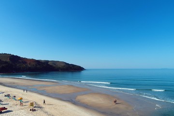 Obraz premium Aerial view of Maresias and Pauba Beaches, Sao Sebastiao, North Coast of Sao Paulo, Brazil. Vacation Travel. Travel destination. Tropical scenery. Great landscape