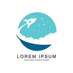rocket and cloud logo template