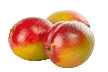 heap of red yellow mango isolated on white background