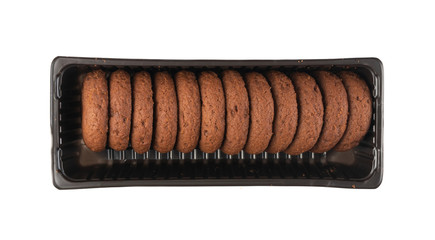 Soft Chocolate Butter Cookies With Chocolate Filling Isolated