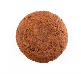Soft Round Chocolate Butter Cookie Isolated Top View
