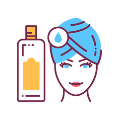 Washing head color line icon. Hairdresser service. SPA, Beauty salon. Pictogram for web page, mobile app, promo.