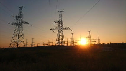 power line,sunset
