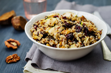 Eggplant quinoa apples dried cranberry salad