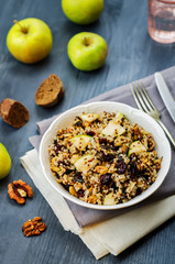 Eggplant quinoa apples dried cranberry salad