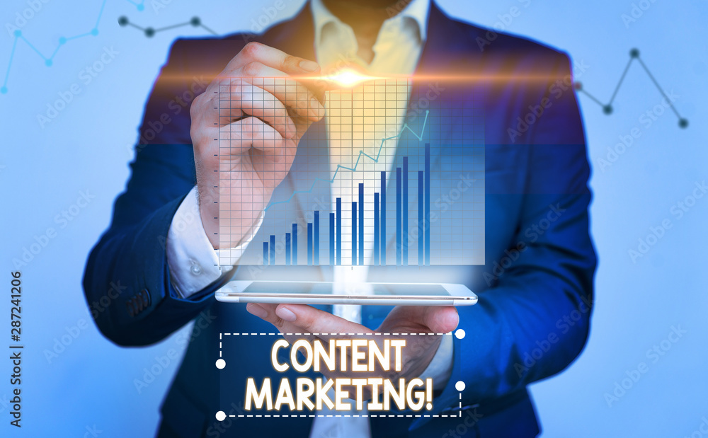 Fototapete writing note showing content marketing. business concept for involves creation and sharing of online
