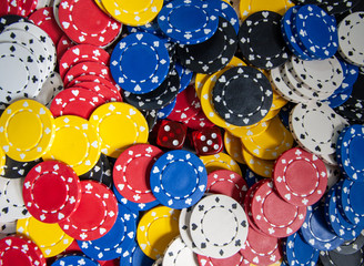 close up pile of poker chips