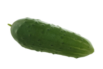 single  fresh cucumber isolated on white background