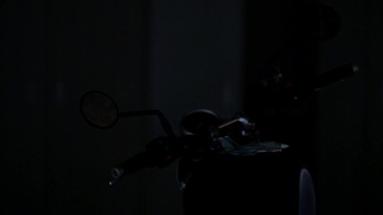 Shadow of the motorcycle parked