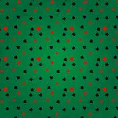 Poker card suits green background pattern