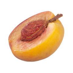 half fresh peach isolated on white background