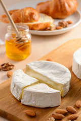 Brie cheese, almonds, honey