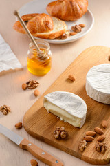 Brie cheese, nuts and honey