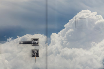 Door to heaven. Double Exposure doors and sky.