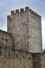 Lisbon, Portugal - July 27, 2019: External wall and towers of the Lisbon Castle (Castelo de Sao Jorge) © Mark
