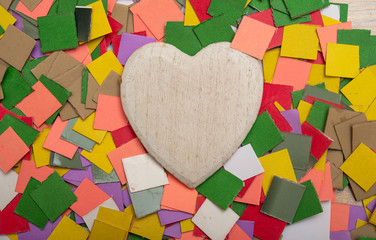 Sticky note paper collage style banner with hart icon with copy space