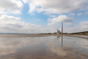 Power plant in Dublin port and Poolbeg beach