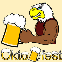 oktoberfest strong eagle cartoon in vector format