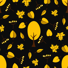 Obraz premium Seamless repeating pattern. Autumn background. Wallpaper, textile, greeting card design. Vector.