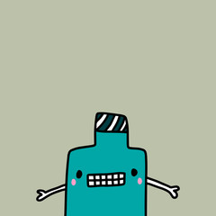 Sorry apologizing bottle of wine hand drawn vector illustration in cartoon style