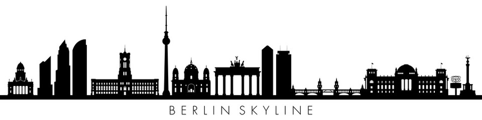 Berlin, skyline silhouettes - obrazy, fototapety, plakaty