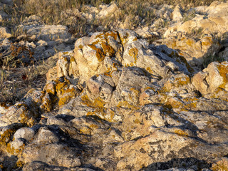Sandy coast is in the morning groomed as a ski slope, Sardinia, Italy