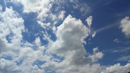 Cloud Formations On A Warm Summer Day Featuring Shades Of White, Silver, Gray and Blue