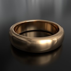 Golden ring on black background