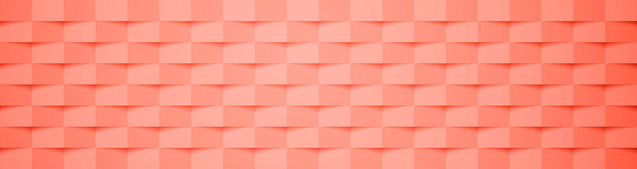 Living coral geometric checkered cover design pattern. Abstract background.