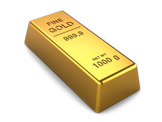 gold bar isolated on a white background. Financial concepts. 3d illustration