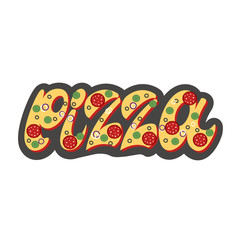 Pizza logo - lettering design. Vector illustration.