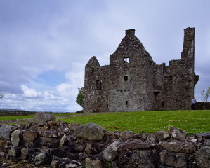 Ruined Tully Castle on the shore of Lough Erne, County Fermamagh, Northern Ireland