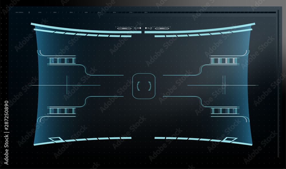 Poster warning frame. abstract tech design blue and red futuristic frame in modern hud radiation style back