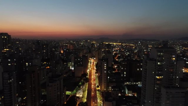 Sunset landscape of downtown. Urban city of Sao Paulo, Brazil. Sunset view in the Sao Paulo city. Cityscape of sunset in the Sao Paulo city.Sunset landscape of downtown. Urban city of Sao Paulo.