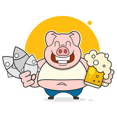 Vector art. Craft beer background. Symbol collection. Typography vector design. Vector meat icon set. Alcohol concept. Beer glass, mug. Retro illustration.