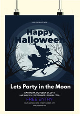 Poster Design Halloween With Witch