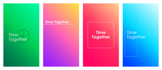 Time together social media stories duotone template set. Gradient inspirational phrase web banner with text, content layout. Modern vibrant mobile app with inscription. Blending colors mockup pack