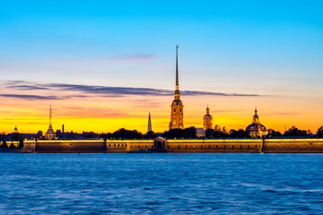 Peter and Paul Fortress at sunset, St Petersburg, Russia