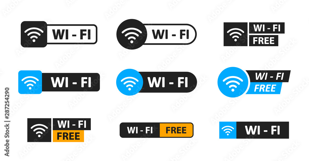 Wall mural big set of wireless and wifi icons. free wifi zone. communication symbols. best collection. vector i