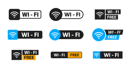 Big set of wireless and wifi icons. Free WiFi zone. Communication Symbols. Best collection. Vector Illustration.