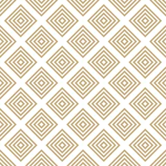 Peel and stick wall murals Rhombuses Vector golden geometric seamless pattern with squares, rhombuses, grid, lattice. Abstract white and gold graphic ornament. Modern linear background. Luxury elegant texture. Repeat decorative design