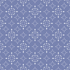 Vector blue geometric seamless pattern with diamond shapes, stars, sparkles