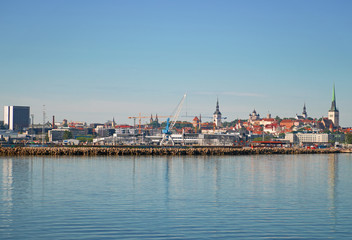 Fototapeta na wymiar Port of Tallinn and old town in Estonia.