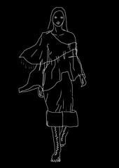 Szkic kobiety na czarnym tle 