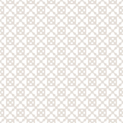 Subtle vector geometric seamless pattern with small flowers, crosses, grid