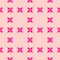 Simple vector geometric floral seamless pattern. Cute pink abstract texture