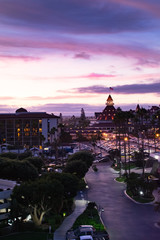 Panorama of Hotel Del Coronado at Sunset, San Diego, California. Popular hotel, wedding, honeymoon...